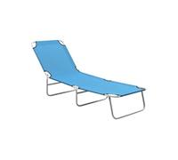 Chaise longue pliable acier et tissu bleu turquoise