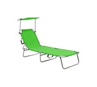 vidaXL Chaise longue pliante avec toit solaire acier vert pomme