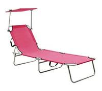 vidaXL Chaise longue pliante avec toit solaire Rose Aluminium