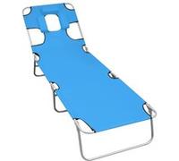 vidaXL Bain de soleil pliable avec coussin Acier bleu turquoise