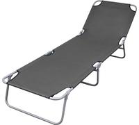 Chaise longue pliable avec dossier réglable Gris