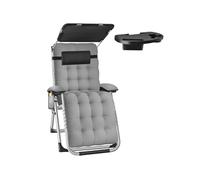 Chaise longue - TECTAKE - Transat CLOUD II pliable avec pare-soleil dossier repose-pieds réglables coussins amovibles - Gris Clair