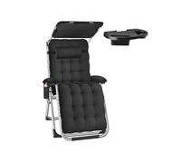 Chaise longue - TECTAKE - Transat CLOUD II pliable avec pare-soleil dossier et repose-pieds réglables coussins amovibles - Noir