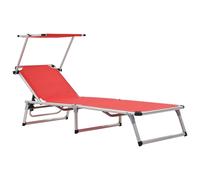 vidaXL Chaise longue pliable Aluminium et Textilène avec protection solaire Bleu