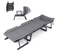 Chaise longue pliable COSTWAY, chaise longue de jardin 3 en 1 avec appui-tête et dossier réglable, chaise longue de camping et lit pliant pouvant supporter jusqu'à 200 kg, 180 x 66,5 x 38 cm