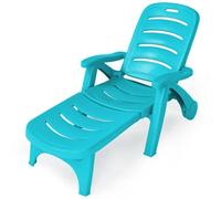 Chaise Longue Pliable Dossier Inclinable 127,5 X 75,5 X 105,5 Cm Confort Pratique Terrasse Jardin En Pp Bleu Helloshop26 20_0011251 Multicolore