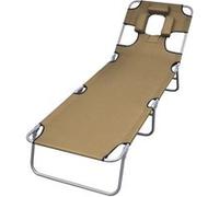 Chaise longue pliable et coussin de tête Dossier réglable Taupe Gris G