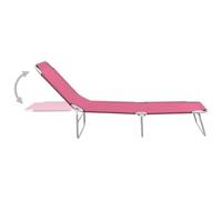 Chaise longue pliable rose en acier et tissu | Dossier réglable, 189 x 58 x 27 cm, charge maximale 110 kg, pour jardin et plage