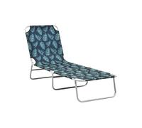 vidaXL Chaise longue pliante acier et tissu motif feuilles