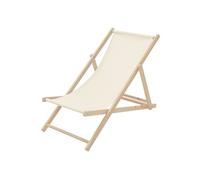 Chaise Longue Pliante Chilienne en Bois, Beige, Dossier Réglable, 3 Positions
