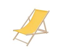 Chaise Longue Pliante Chilienne en Bois, Jaune, Dossier Réglable, 3 Positions