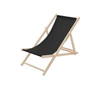 Chaise Longue Pliante Chilienne en Bois, Noir, Dossier Réglable, 3 Positions