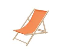 Chaise Longue Pliante Chilienne en Bois, Orange, Dossier Réglable, 3 Positions