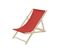 Chaise Longue Pliante Chilienne en Bois, Rouge, Dossier Réglable, 3 Positions