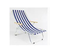 Chaise Longue Pliante de Plage avec Sac de Transport - Transat Rayé Bleu et Blanc en Aluminium, Léger et Confortable