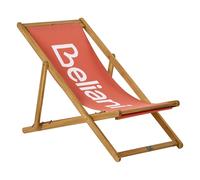 Chaise Longue Pliante en Bois d'Acacia et Tissu Meuble de Jardin Bain de So