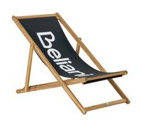 Chaise Longue Pliante en Bois d'Acacia et Tissu Meuble de Jardin Bain de So