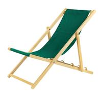 Chaise longue pliante - En bois - Idéale pour plage et jardin - Vert