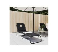 vidaXL Bain de soleil pliable Tissu Oxford Acier revêtu de poudre Noir