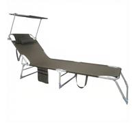 Chaise longue pliante pare-soleil TERRE JARDIN Sunfold Plus gris - Toile Oxford 600D anti-UV - Structure acier - 5 positions