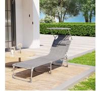 Chaise longue pliante SONGMICS - GCB19T01 - Parasol réglable - Charge 150 kg