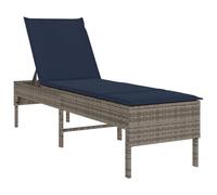 Chaise Longue Polyratin Grise 55x200x44 cm avec Coussin et Dossier Réglable | Acier thermolaqué, housse lavable, 4 positions, détente au soleil, entretien facile