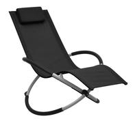 Chaise longue pour enfants - VIDAXL - Noir - Pliable - Acier enduit de poudre et textilène