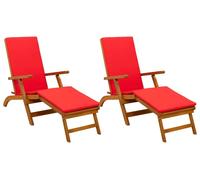 Chaise longue réglable et pliable vidaXL avec coussins (lot de 2) - Rouge