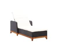 vidaXL Chaise longue Acacia – Poly rotin et bois massif – Noir