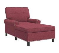 Chaise longue rouge vin avec coussin en tissu 91 x 157 x 91 cm chaise longue rembourrée avec accoudoir et dossier ergonomique réglable pour salon, chambre à coucher, bureau, coin lecture relaxant