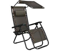 Chaise longue - Springos® - Jardin - Repose-pieds - Pare-soleil - Accoudoirs