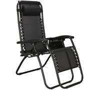 Bain de soleil Chaise longue avec appui-tête Chaise relax 110 x 80 x 67 cm Porte-boissons Poche suspendue Accoudoirs Pliable Zero Gravity