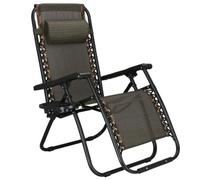 Bain de soleil Chaise longue avec appui-tête 110 x 80 x 67 cm Porte-boissons Poche suspendue Accoudoirs Chaise relax de jardin pliable