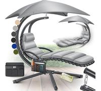 Chaise longue suspendue KESSER® avec parasol, chaise longue suspendue, chaise longue H200, L194, l100 cm, chaise longue relax, chaise longue à bascule hamac, charge maximale 120 kg, chaise longue à ba