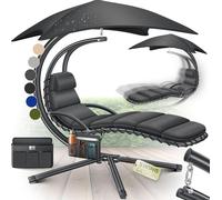 Chaise longue suspendue KESSER® avec parasol, chaise longue suspendue, chaise longue H200, L194, l100 cm, chaise longue relax, chaise longue à bascule hamac, charge maximale 120 kg, chaise longue à ba