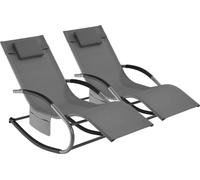 Chaise longue TAYA ergonomique avec fonction de balancement - gris, Lot de 2