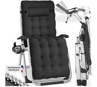 TecTake Chaise longue CLOUD pliable réglable en continu – noir