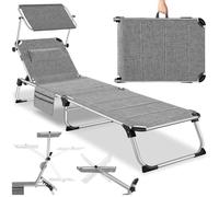 Chaise longue en aluminium Lorella, rembourrée et pliable - gris tacheté