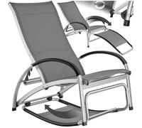 Chaise longue - TECTAKE - Transat de jardin AVIGNON 2 en 1 cadre en aluminium résistant aux intempéries, tissu déperlant - Gris