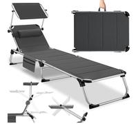 Chaise longue en aluminium Lorella, rembourrée et pliable - gris