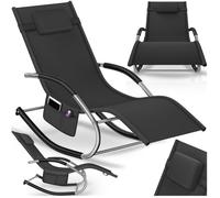 Chaise longue - TECTAKE - Transat TAYA résistant aux intempéries, avec coussins, respirant, capacité de charge 150kg - Noir