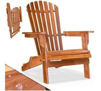 Casaria Adirondack Acacia Bois max 160kg Résistant aux intempéries Pliable Accoudoirs Chaise longue Balcon 84x69x94cm Chaise en bois Ergonomique