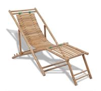 Chaise Longue Transat D'extérieur Avec Repose-Pied Bambou Helloshop26 02_0011887 Multicolore