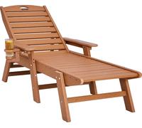 Chaise longue VEVOR, capacité de charge 181kg, HDPE chaise longue de jardin, chaise longue de plage avec dossier réglable en 6 positions, accoudoir, porte-boisson, chaise longue de balcon, chaise long