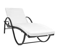 Chaise longue vidaXL avec coussin et table en rotin synthétique noir