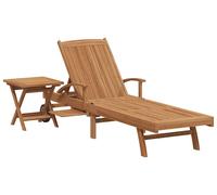 Chaise longue VidaXL avec coussins, 1 place, 2 pièces, marron, bois de teck massif