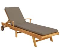 Chaise longue vidaXL avec coussins 100 % polyester et structure en teck massif