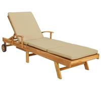 Chaise longue vidaXL avec coussins 100 % polyester et structure en teck massif
