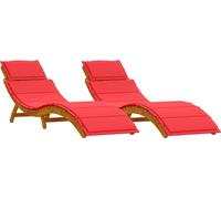 vidaXL : 2 chaises longues en bois d'acacia massif, couleur rouge