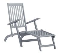 Chaise longue vidaXL avec repose-pieds et coussin, en bois massif d'acacia